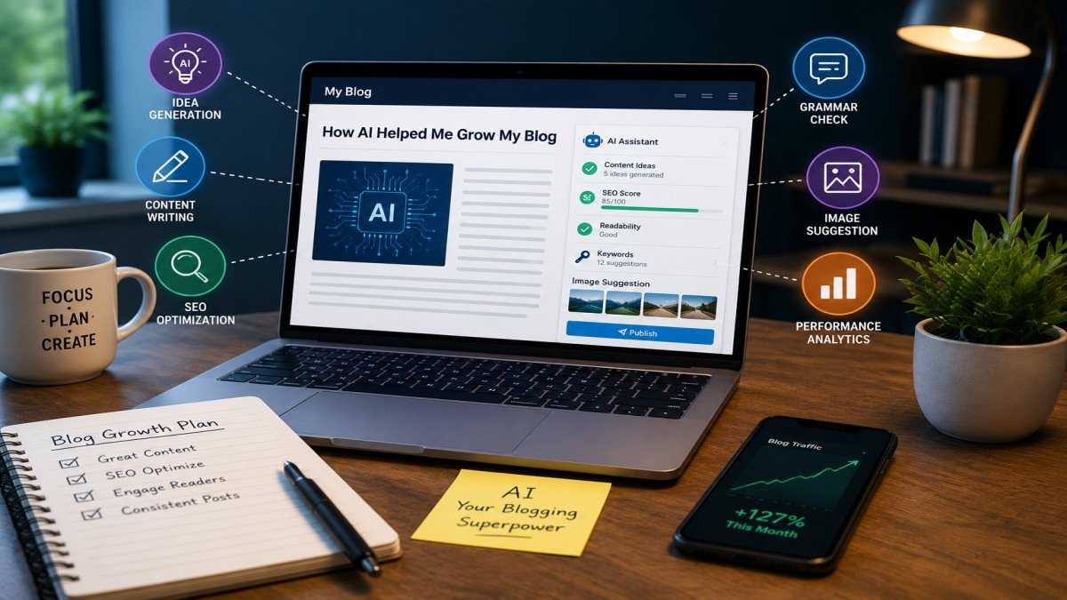 Benefits of AI in blogging with faster content creation, SEO optimization, grammar checking, and improved productivity | UseAiLearn
