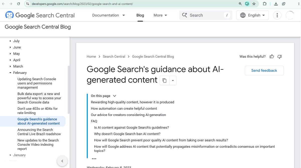 Official Google Search Central guidance about AI-generated content and helpful content for search results | UseAiLearn