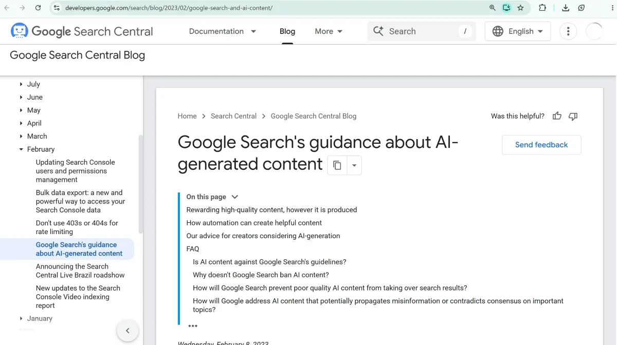 Official Google Search Central guidance about AI-generated content and helpful content for search results | UseAiLearn