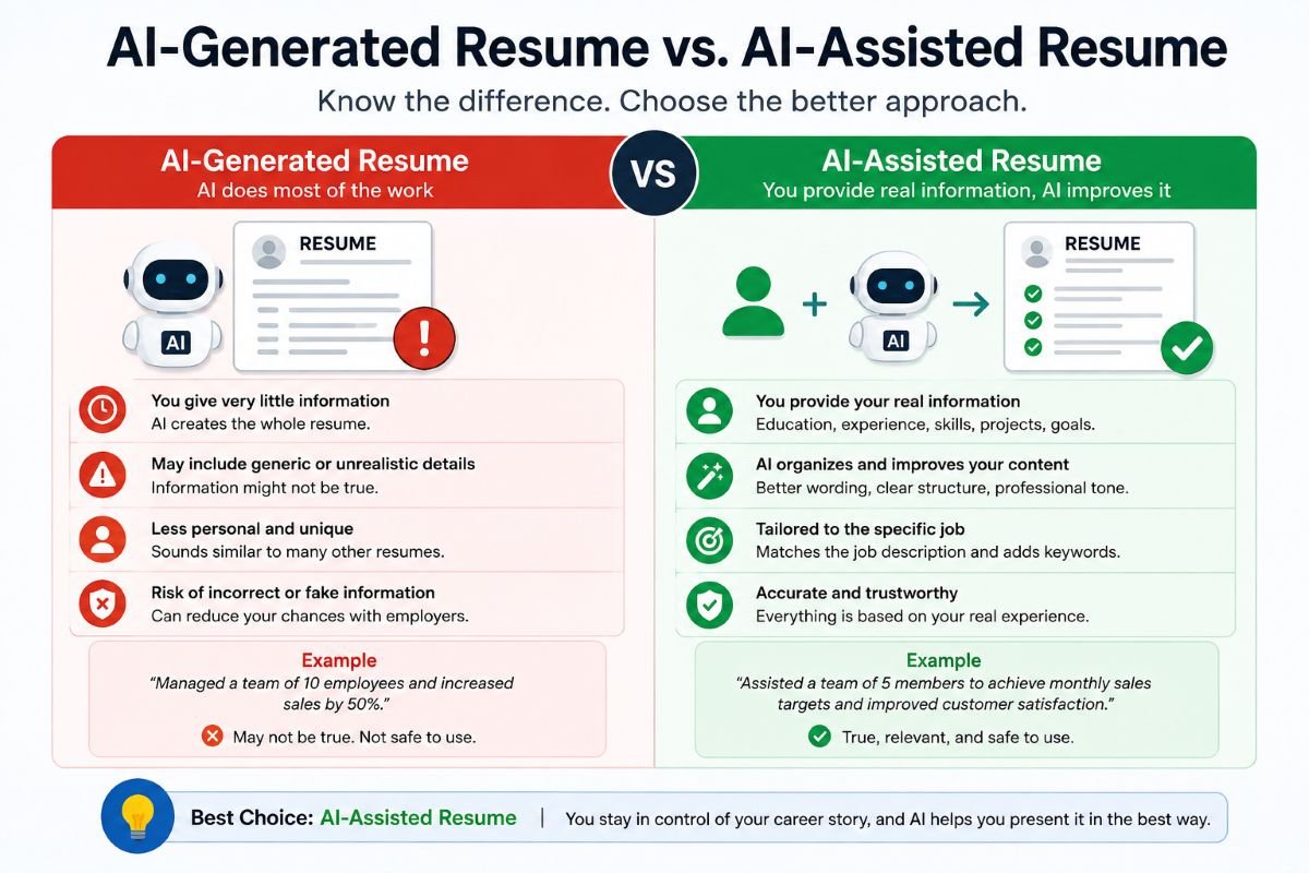 AI-Generated Resume vs. AI-Assisted Resume | UseAiLearn