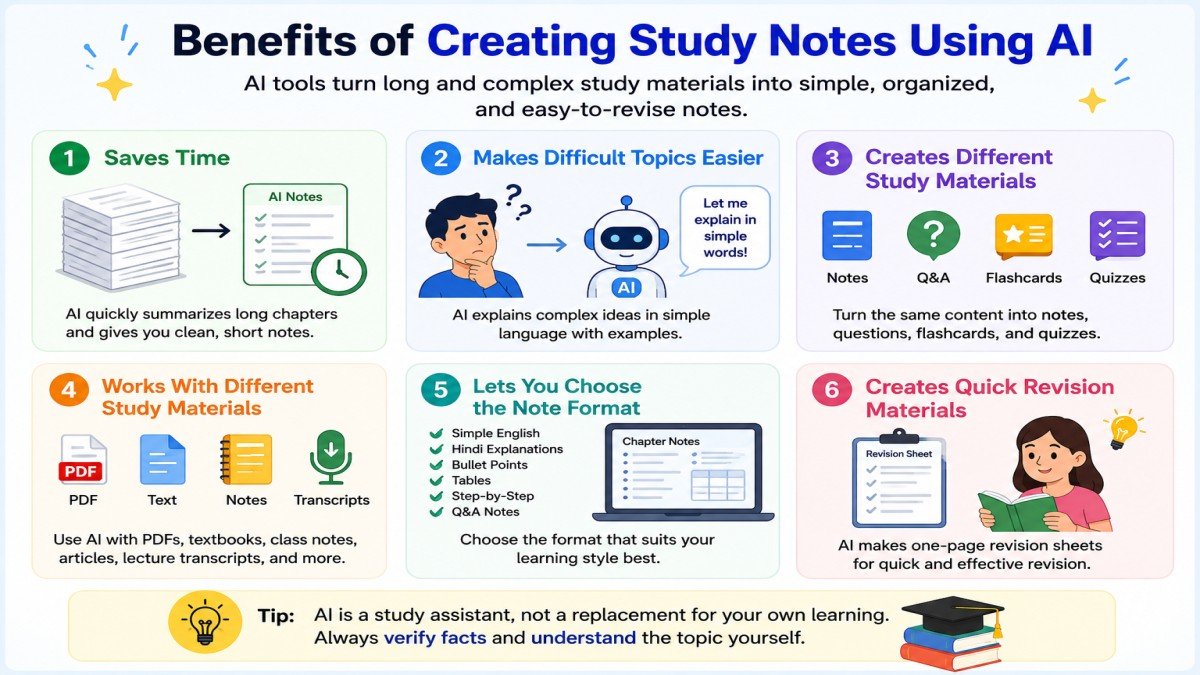 Benefits of creating study notes using AI tools | UseAiLearn