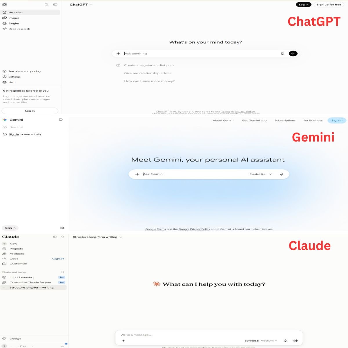 Real screenshots of ChatGPT, Gemini, and Claude AI tools | UseAiLearn