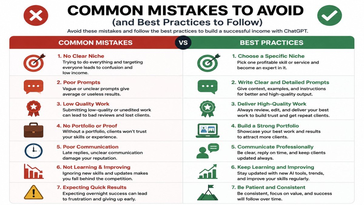 Common mistakes to avoid when using ChatGPT to make money and best practices to follow | UseAiLearn