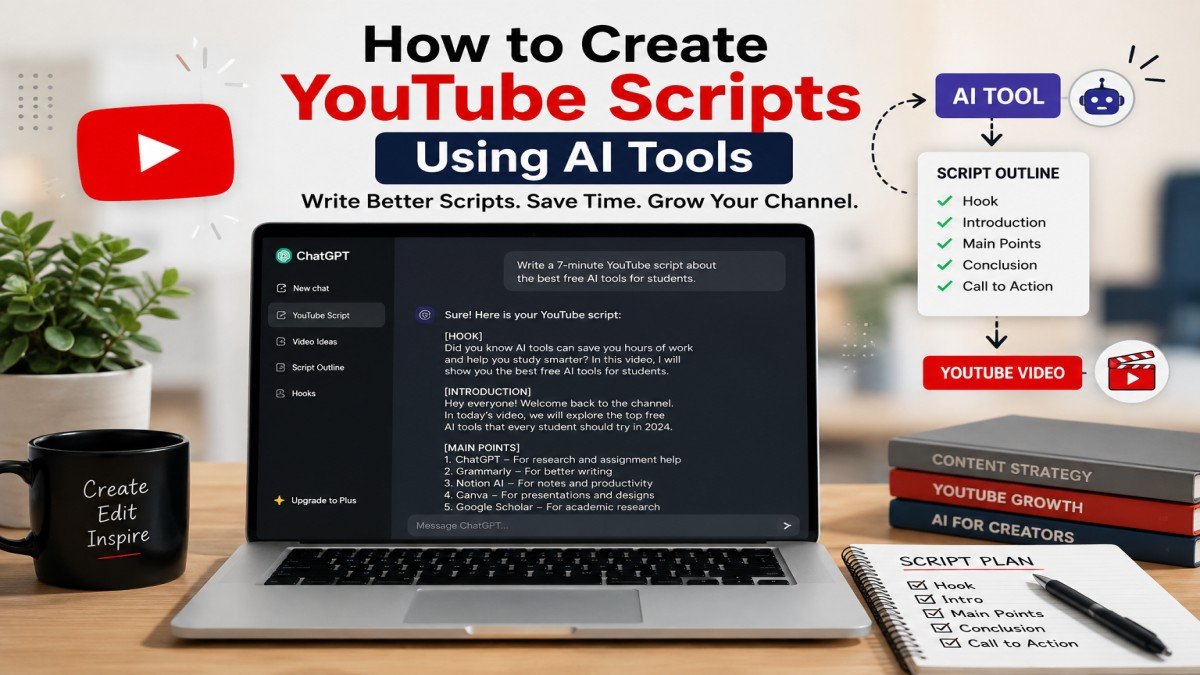 How to create YouTube scripts using AI tools with ChatGPT, AI workflow, and YouTube script writing process | UseAiLearn