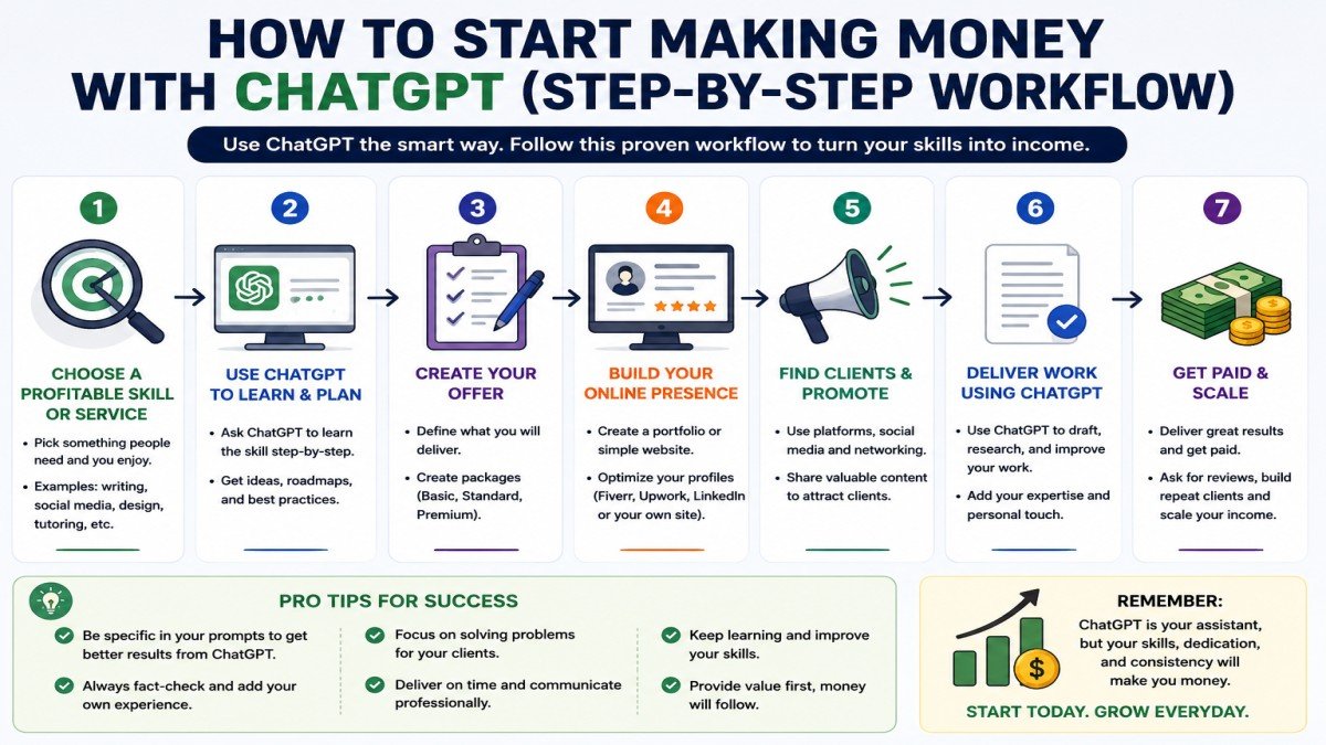 Step-by-step guide to start making money with ChatGPT as a beginner | UseAiLearn