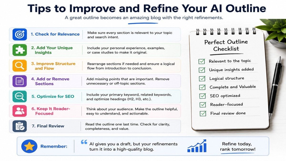 How to improve and refine an AI-generated blog outline | UseAiLearn