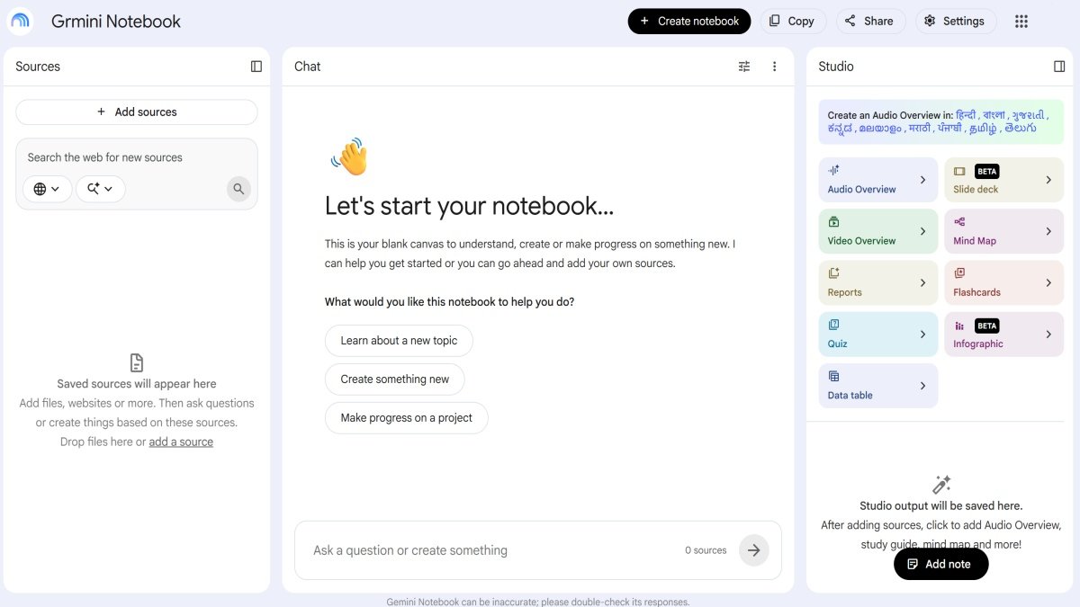 Gemini Notebook using study materials to create learning resources | UseAiLearn